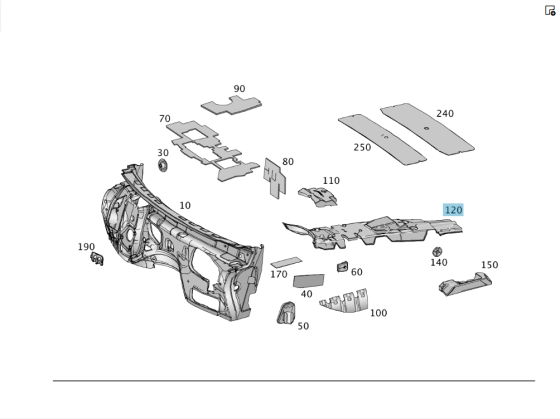 Mercedes-Benz  A1666822701 Шумоізоляція на тунелі КПП в салоні ML/GLE W166 GL/GLS X166 Одеса