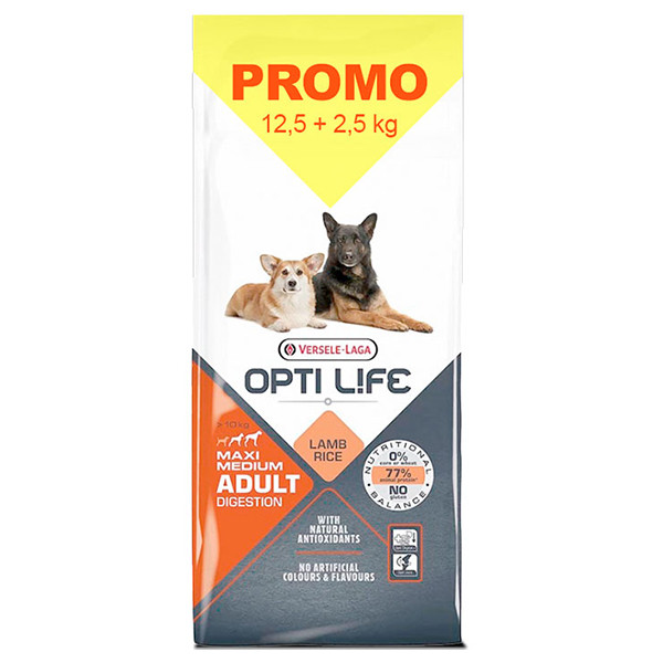 Opti Life Adult Digestion Medium & Max Promo ОПТІ ЛАЙФ ЯГНЯ СЕРЕДНІХ ВЕЛИКИХ сухий суперпреміум корм для собак з чутливим травленням середніх і ве Київ - фото 1