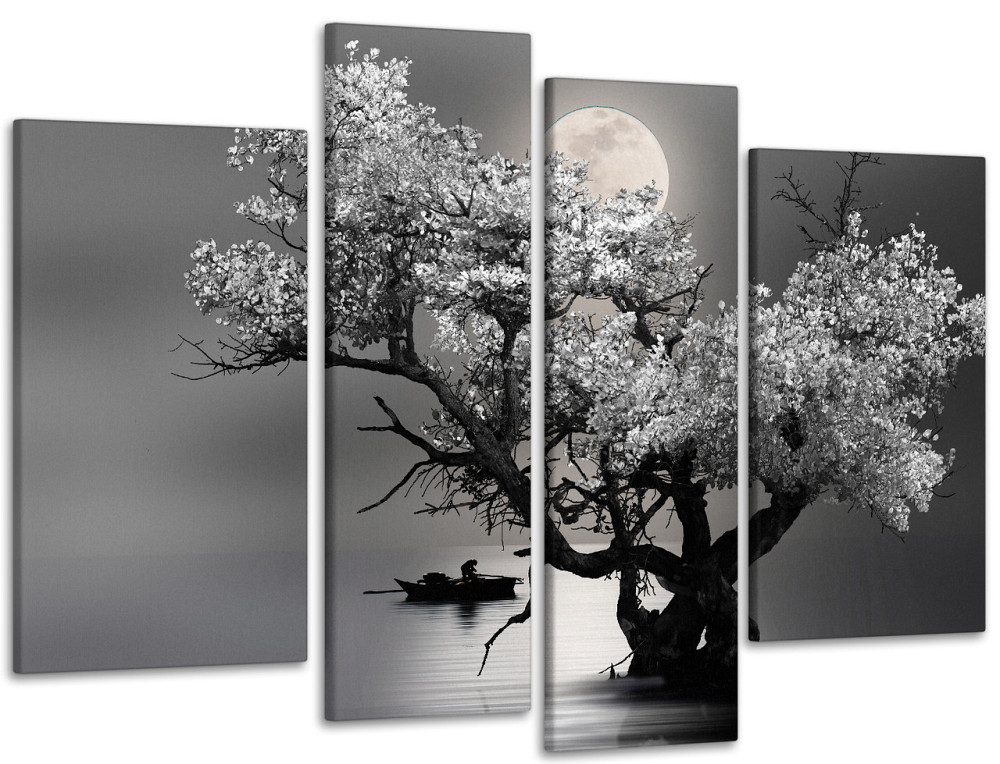 Модульна картина в спальню, вітальню Абстракція Дерево під місяцем Art-621_4 110x160 см Київ - фото 1