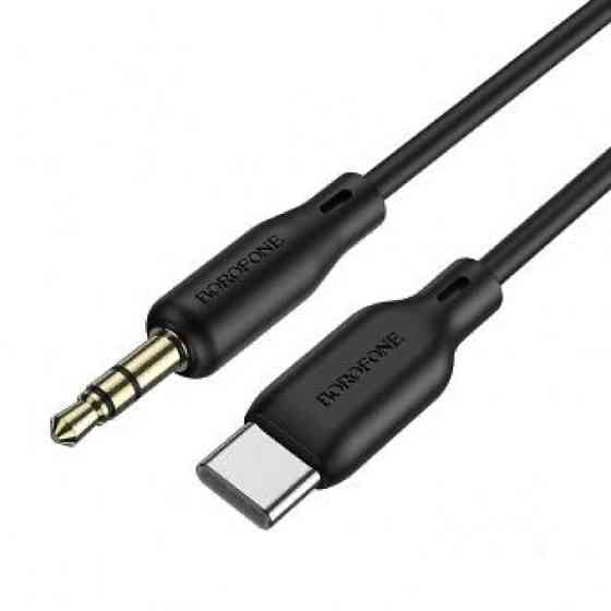 Аудiо кабель BOROFONE BL18 Type-C silicone цифровий audio conversion cable, колір чорний BL18CB Одеса
