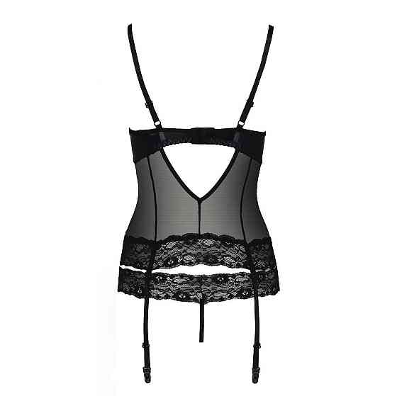 Корсет з відкритими грудьми Passion Exclusive NORTH CORSET S/M, black, пажі, трусики, шнурівка Sex Aura Київ