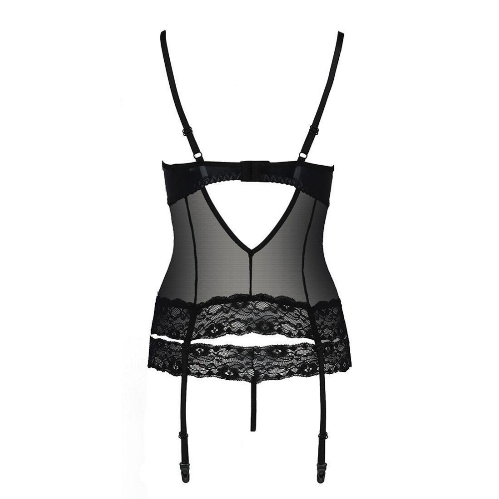 Корсет з відкритими грудьми Passion Exclusive NORTH CORSET S/M, black, пажі, трусики, шнурівка Sex Aura Київ - фото 6