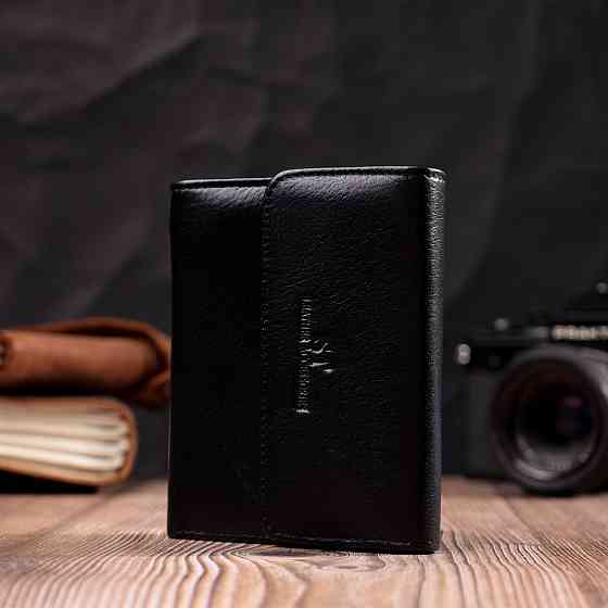 Женский симпатичный кошелек с монетницей из натуральной кожи Черный (ST Leather) Киев