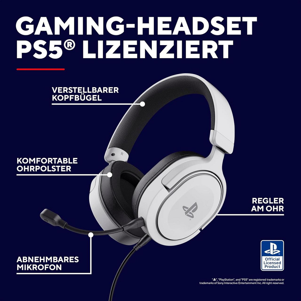 Навушники Trust Gaming GXT 498W Forta білий дротові 3.5 мм 50 мм знімний мікрофон регульоване наголов'я офіційно для PS5 Київ - фото 2