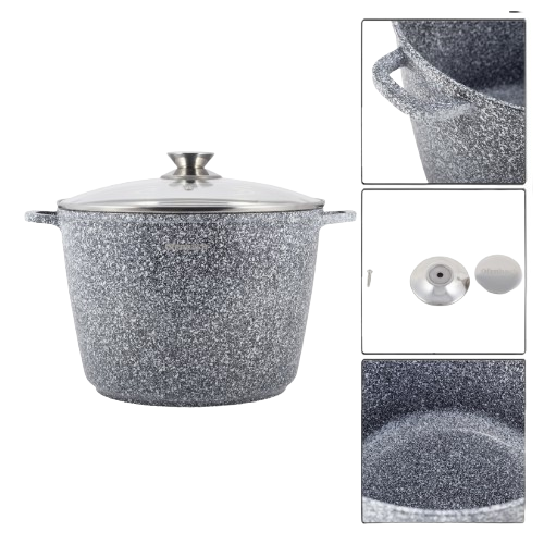 Каструля литий алюміній 10л 28*20см скляна кришка а/п Snow Marble 100504 Ofenbach Житомир