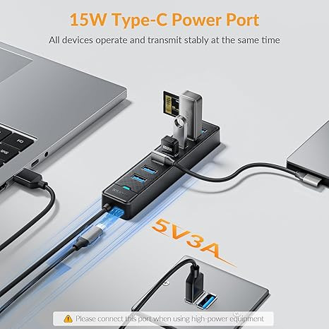 USB-хаб iDsonix 7-в-1 USB 3.0 (5Gbps) з довгим кабелем 1м Луцьк - фото 3