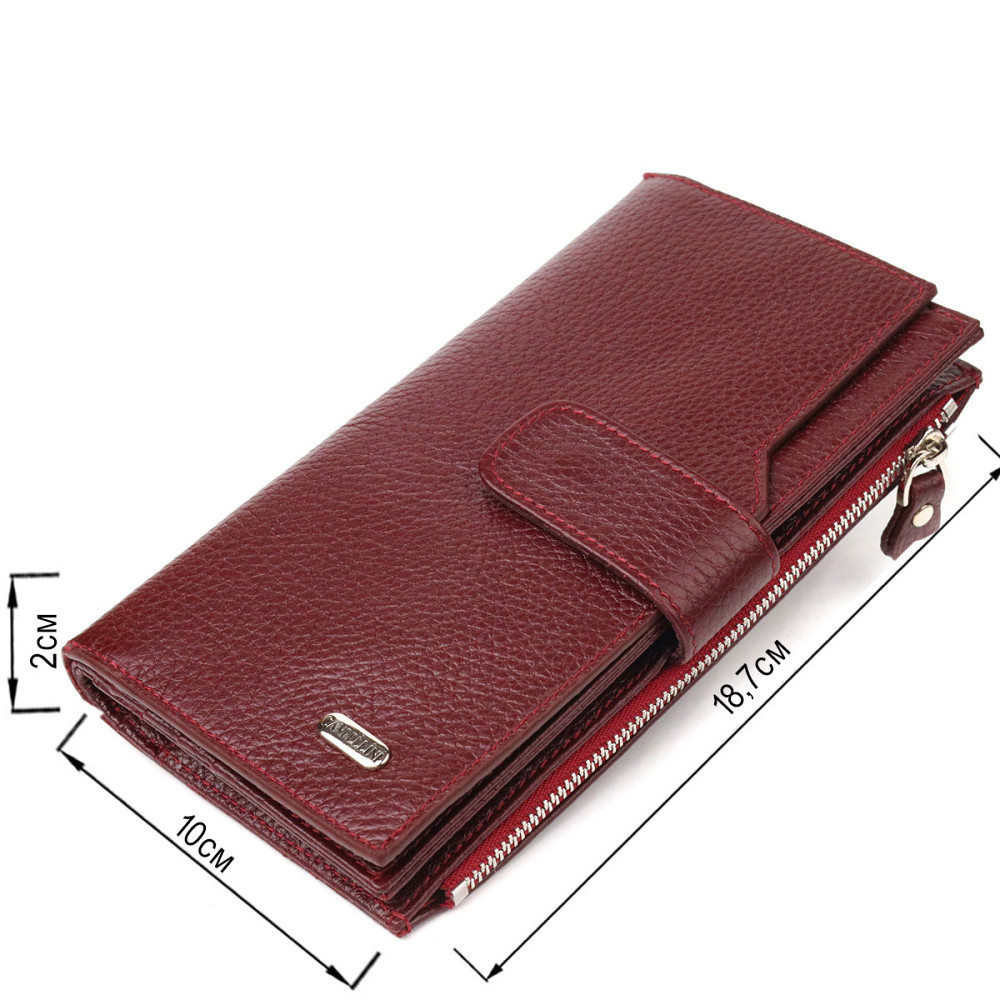 Вертикальний гаманець для жінок з натуральної шкіри Бордовий (CANPELLINI) Київ - фото 7