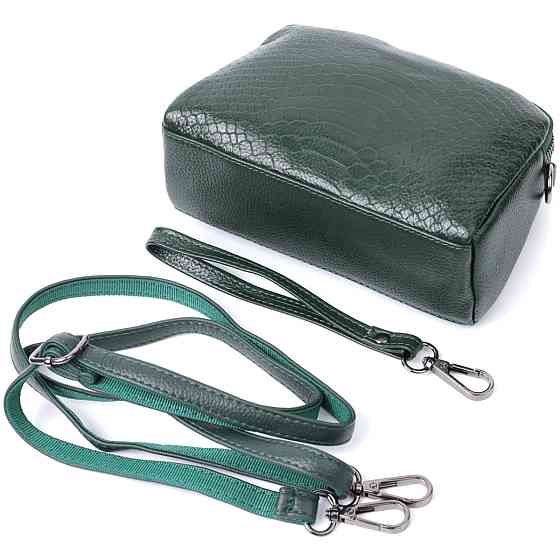 Жіноча компактна сумка на два відділення з натуральної шкіри Зелений (Vintage) Київ