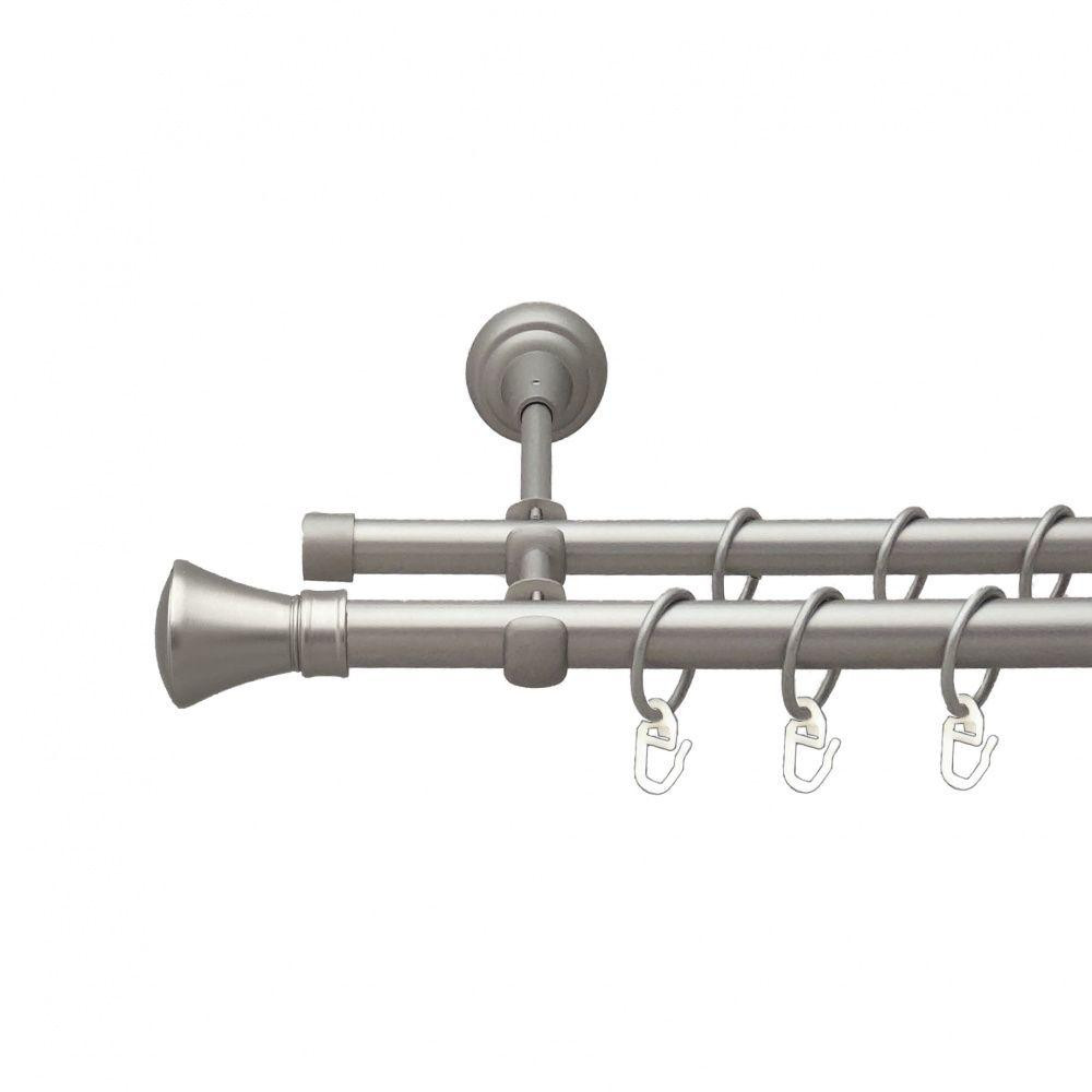 Карниз Orvit Люксор металевий дворядний відкритий гладка труба кільце металеве Сатин 19\16 мм 240 см (00-00013738) Львів - фото 1