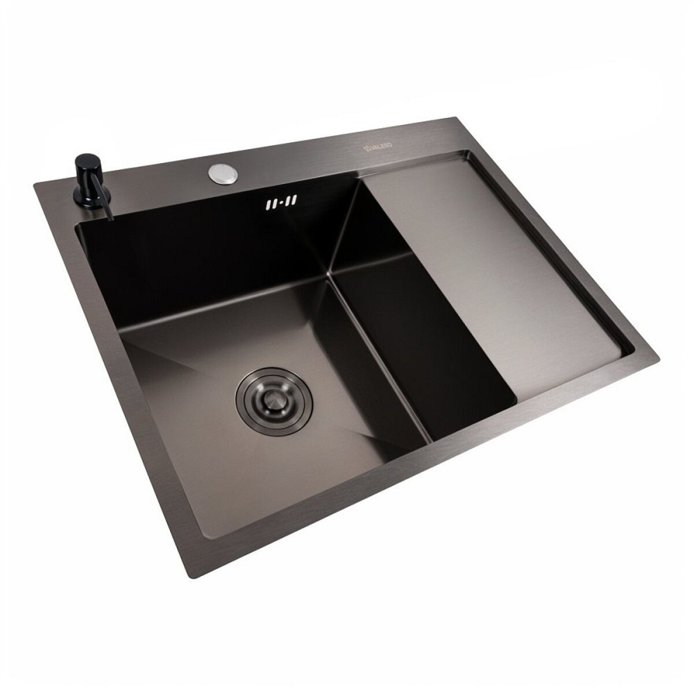 Кухонна мийка CM 65*50 L чорна PVD VALESO Handmade (круглий сифон 3,0/0,8) Коломыя - изображение 2