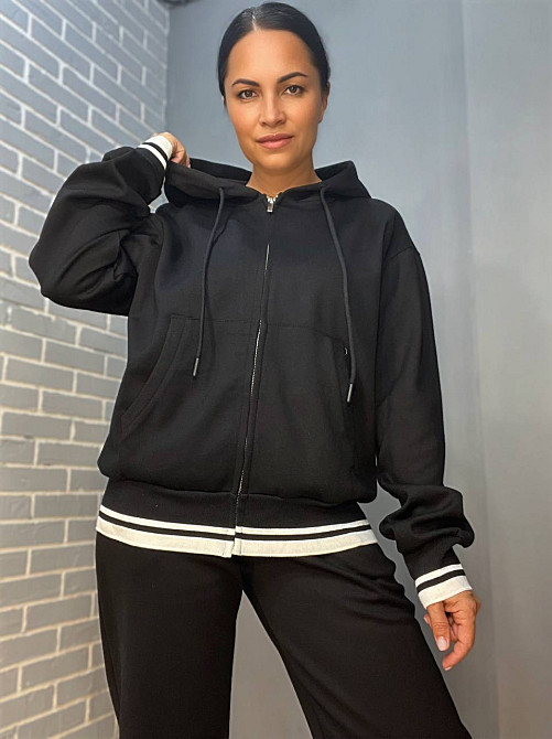 Костюм жіночий A-N 2743 брюки джоггери та худі з кишенями на блискавці з капюшоном резинка з білою с Одеса - фото 4