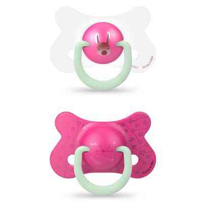 Пустышка Suavinex Розовый зайчик 4-18 мес 2 шт. ночная (307006) Винница