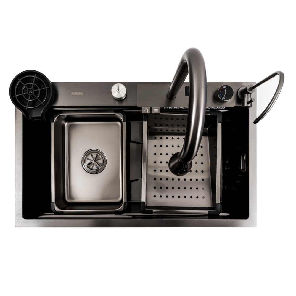 PLATINUM Кухонна мийка 75*45G чорна Platinum Handmade "Водоспад" Коломия - фото 13