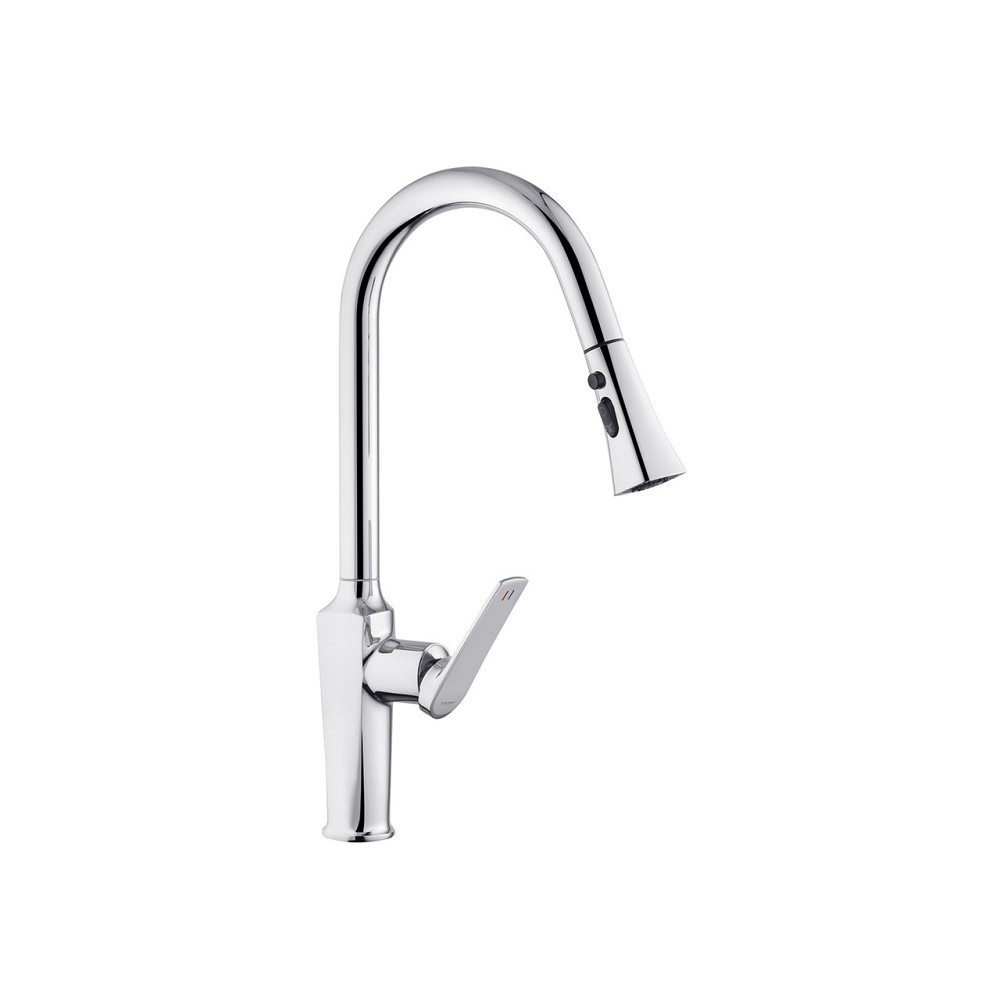 Смеситель для кухни с выдвижным изливом Kroner KRP Makon - C030-T хром Киев - изображение 3