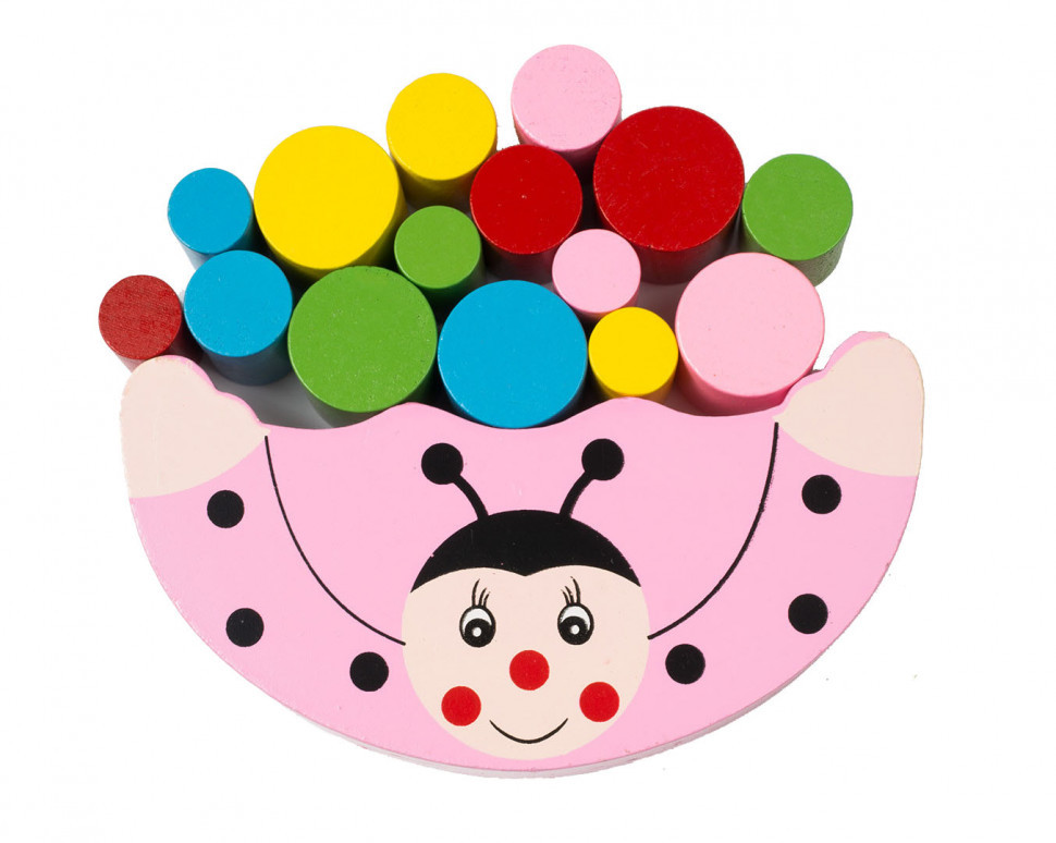 Детская игрушка балансир Божья коровка MD 1276 деревянная Божья коровка Розовая Винница - изображение 1