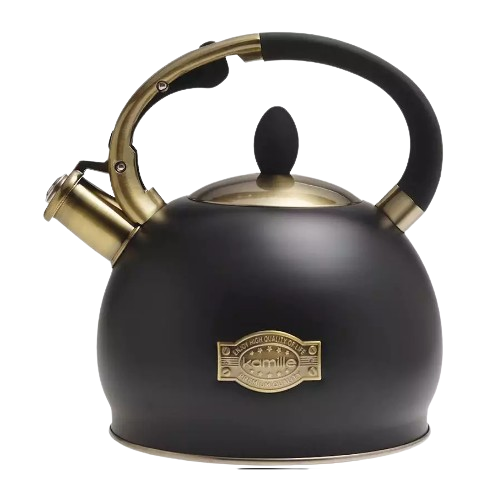 Чайник 2,7л нержавіюча сталь зі свистком з ручкою "soft-touch" (ручка:чорний) 852 KAMILLE Житомир - фото 2