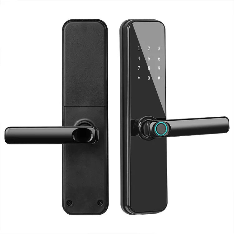 Смарт замок кодовий розумний дверний KHS-N8 з відбитком пальця і ключ-картою, чорний Кам'янець-Подільський - фото 3