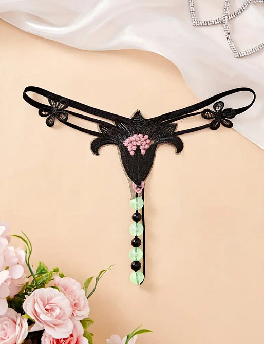 Труси з намистом фосфорні one size чорний Київ - фото 1