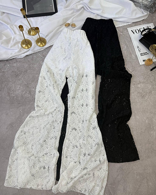 Жіночі мереживні штани — кльош із високою талією й шортики гіпюр + стрейч підкладка Білий, 46/48 Одеса - фото 1