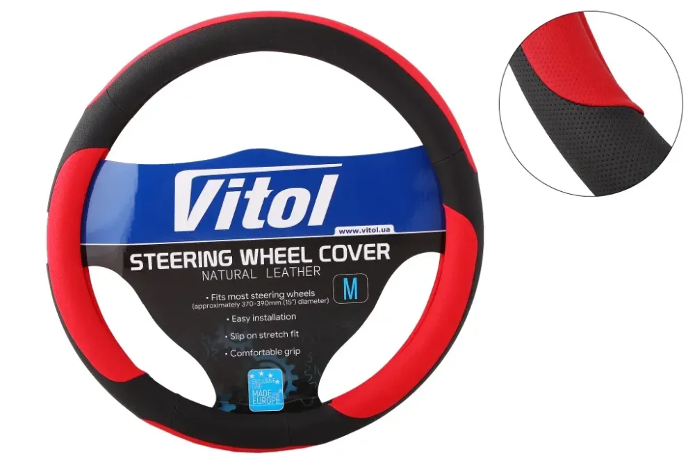Оплітка на кермо M Vitol F-17023RD-M чорний/червоний Вінниця - фото 1