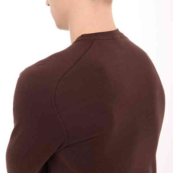 Шоколадный мужской лонгслив Pobedov Dune. Черная мужская кофта из кулира Киев