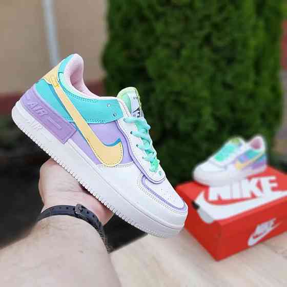 Кроссовки Nike Force Белые Женские Кожаные Форсы Разноцветные Найк Shadow (размеры: 36,37,38,39,40,41) - 2 Днепр