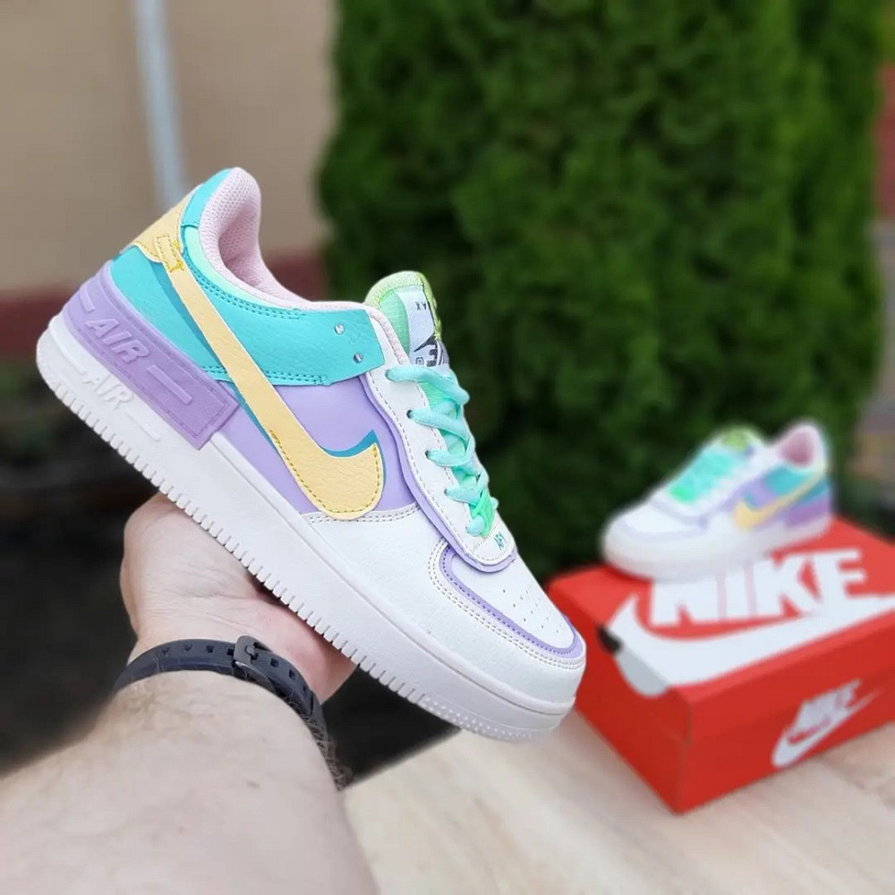 Кроссовки Nike Force Белые Женские Кожаные Форсы Разноцветные Найк Shadow (размеры: 36,37,38,39,40,41) - 2 Днепр - изображение 1