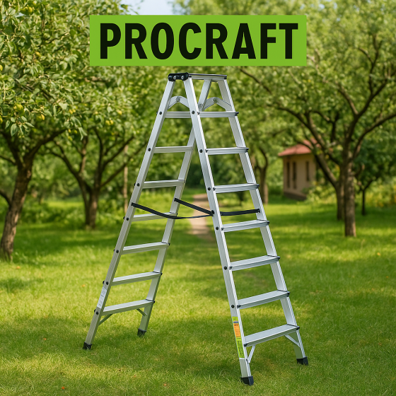 Procraft драбина‑стрем’янка ергономічна  компактна садова драбина для дому та ремонту 2×8 cтрем’янка для внутрішніх робіт Львів