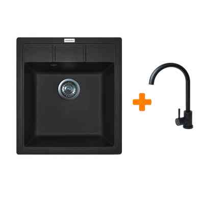 Мойка кухонная Adamant Brick чорний + змішувач (4824296209203) Вінниця