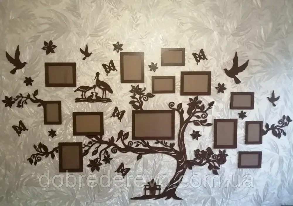 Сімейне дерево Storks на 18 фото рамок, родинне дерево на стіну з фото рамками Лелеки 3 Вижниця - фото 2