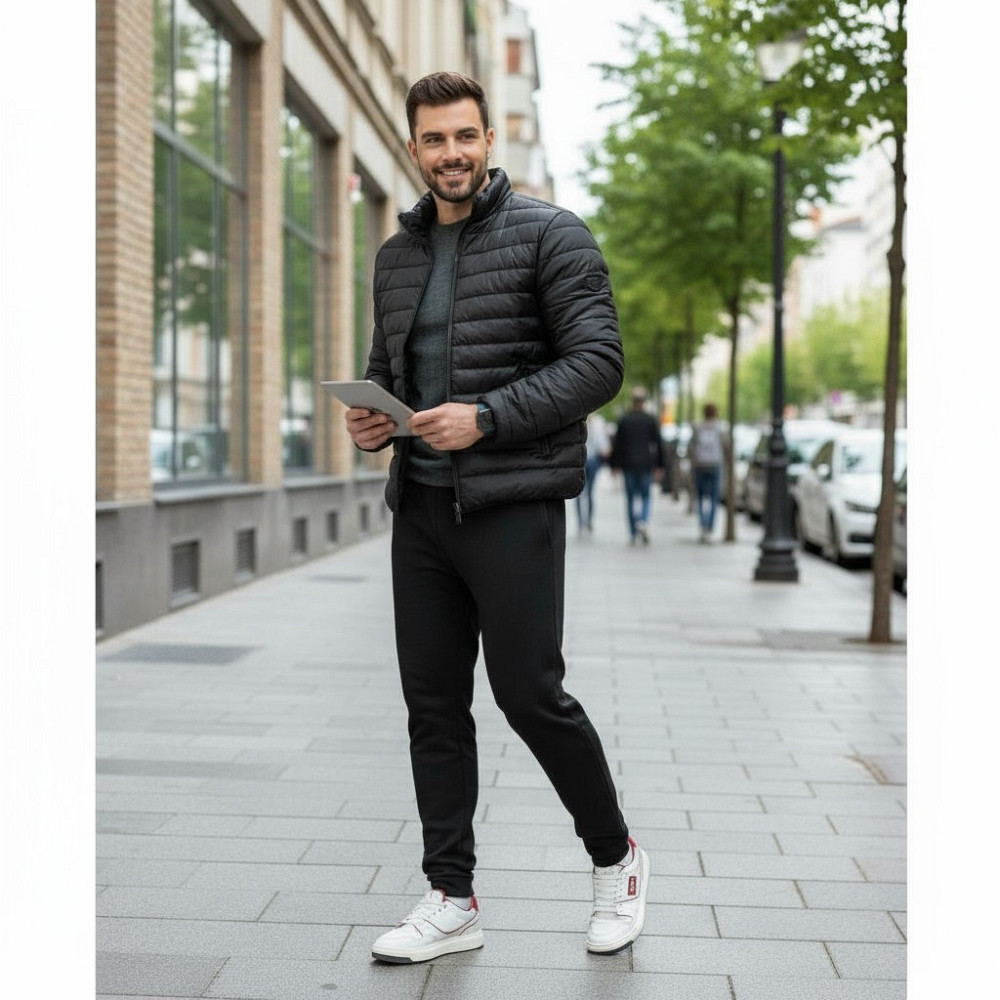 Спортивные штаны мужские трехнитка стильные Черный M Харьков - изображение 3