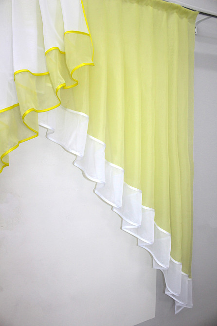 Кухонна занавіска VR-Textil № 023к білий з лимонним 150х150 см (52-0400) Київ - фото 4