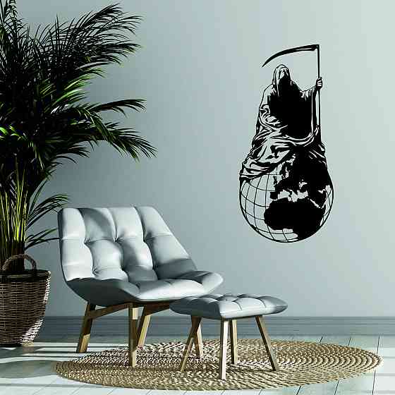 Декоративное настенное Панно «Смерть с косой», Декор на стену 90*43 см, Черный Киев