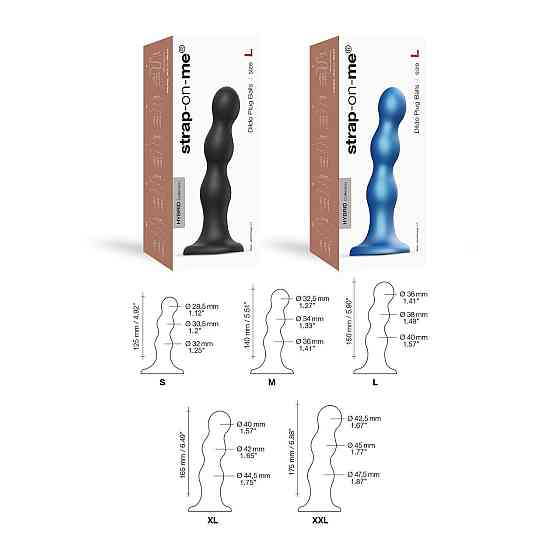 Насадка для страпона Strap-On-Me Dildo Plug Balls Black L Sex Aura Київ