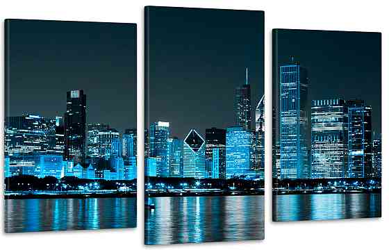 Модульная картина в гостиную / спальню  Місто в голубих  тонах   Art-741_3 Київ