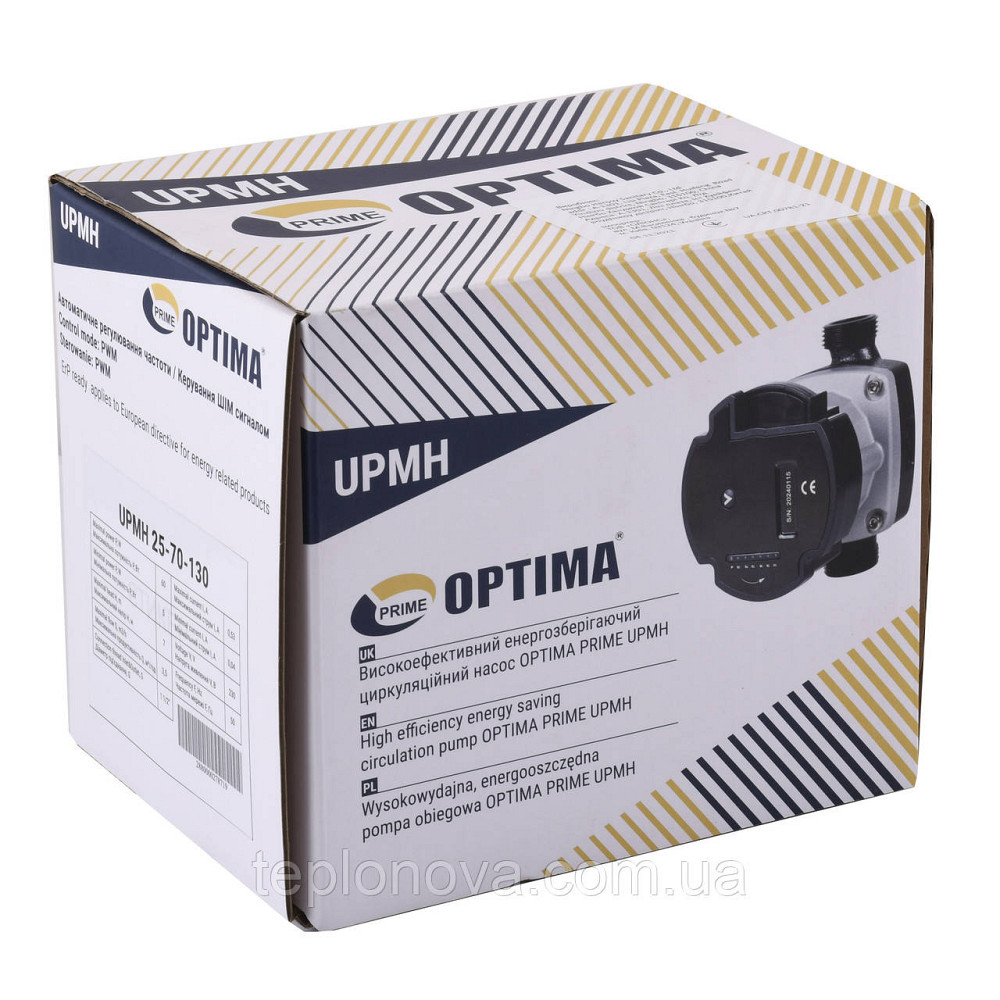 Насос циркуляційний енергоощадний Optima PRIME UPMH 25-70AUTO 130 мм + гайки Чернівці - фото 5