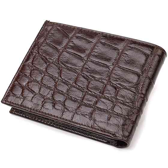 Фактурный мужской бумажник для денег из натуральной кожи с тиснением под крокодила CANPELLINI 21943 Коричневый Киев