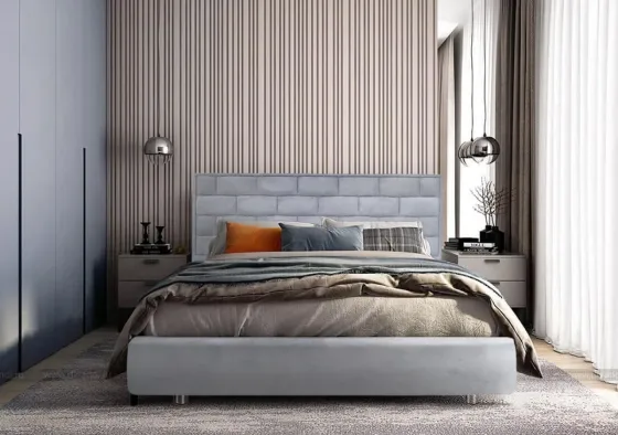 Кровать BNB Двуспальная Littorio Comfort 160 x 200 см Simple С подъемным механизмом и нишей для белья Серый Киев