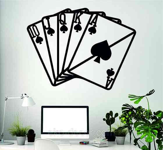 Декоративне настінне Панно «Карти» Декор на стіну 90*68 см, Чорний Київ