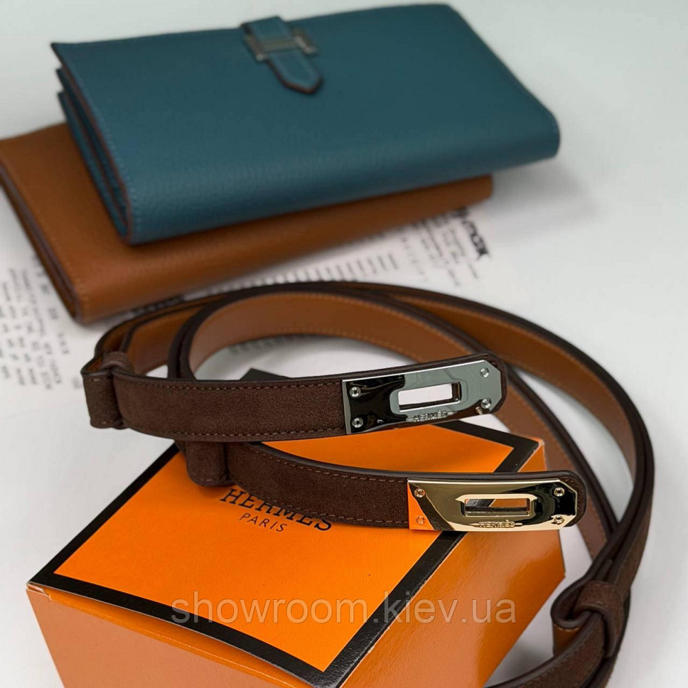 Коричневий замшевий жіночий брендовий ремінь (280-2) Київ - фото 2