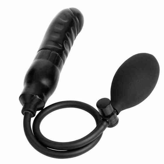 Надувний анальний розширювач ділдо - Чорний - 12*2,7-4 см - Анальні іграшки Вінниця