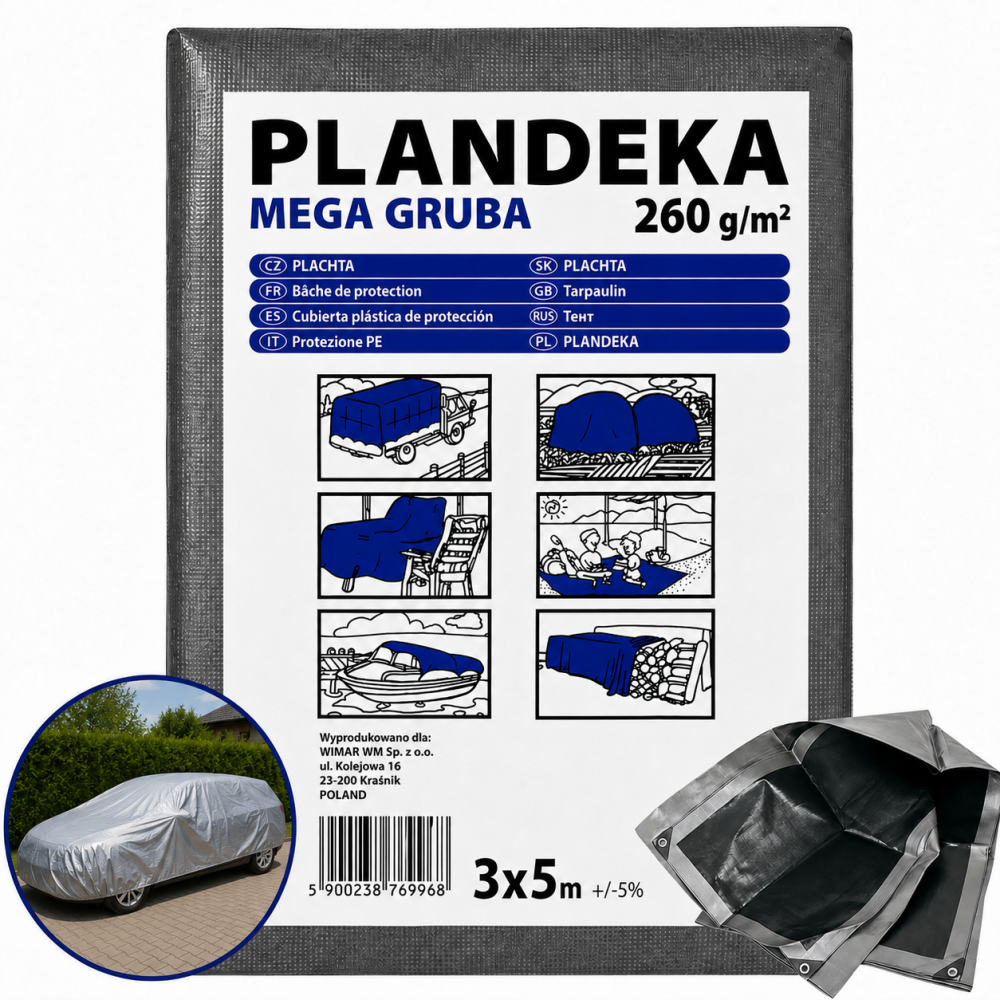 Тент 260 г/м2 3 х 5 м тарпауліновий "PLANDEKA" для захисту від вітру та дощу Дніпро - фото 11