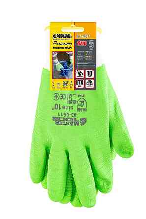 MASTERTOOL Рукавички трикотажні безшовні MASTERTOOL повне ребристе латексне покриття 10" підвіс Коломия