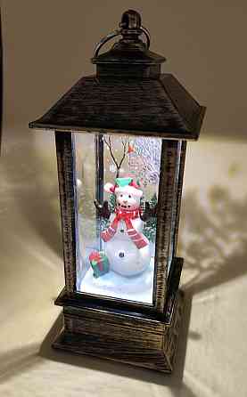 Новорічний LED ліхтар на батарейках без блискіток 