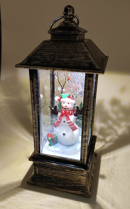 Новорічний LED ліхтар на батарейках без блискіток 