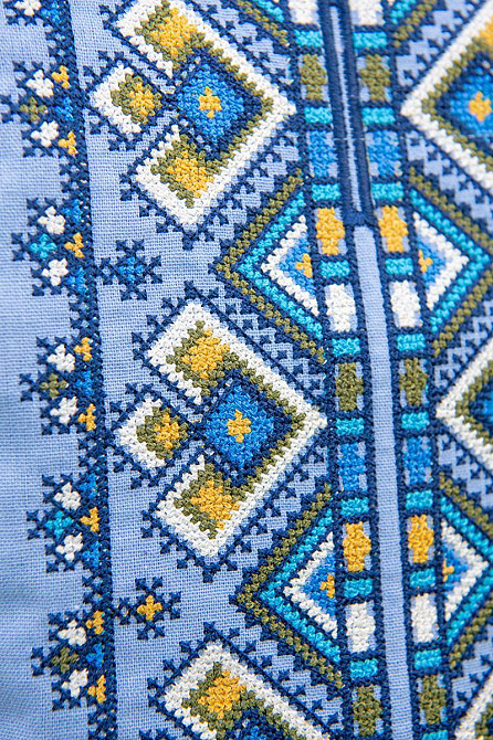 Вышиванка рубашка мужская льняная, голубая, лен, вышиванки мужские в Украине Киев - изображение 2