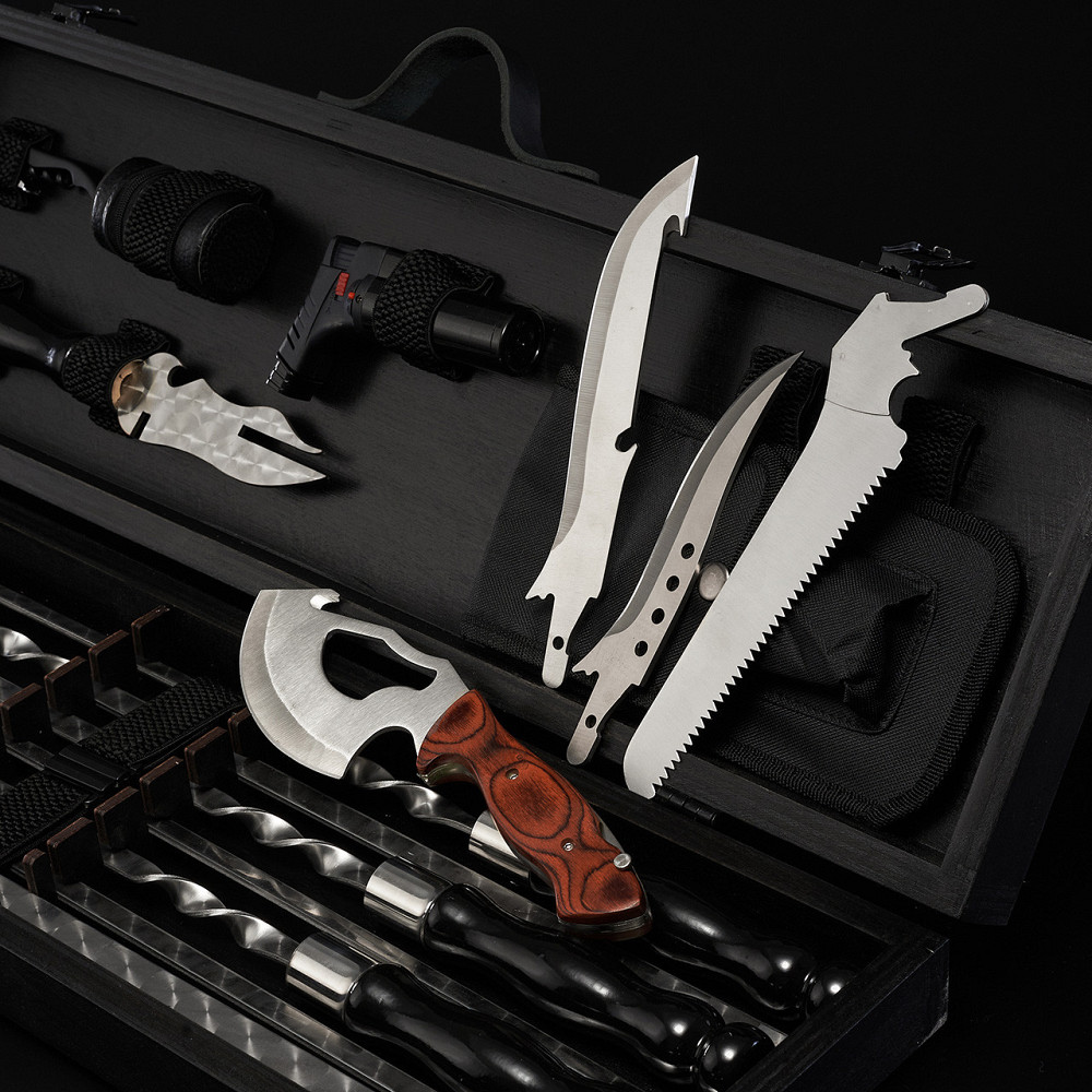 Шампури подарункові набір бокс для пікніка гриля та барбекю Оригінальні Віп подарунки на день народження татові, хлопцю, Тернопіль - фото 6