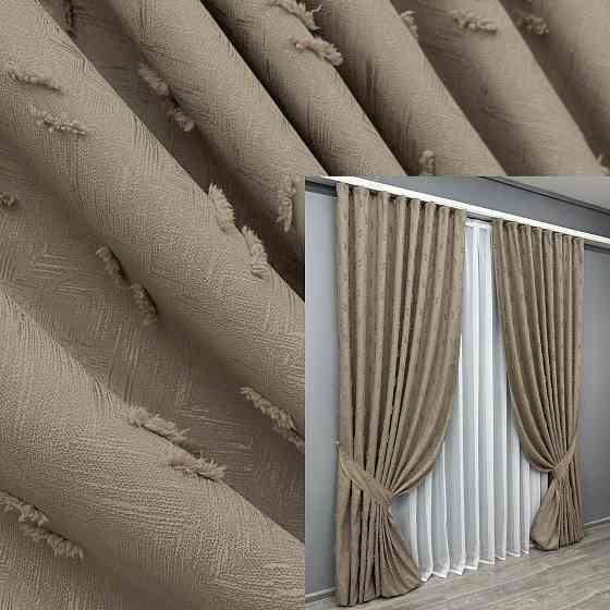 Комплект штор VR-Textil Лен Букле № 1886ш Капучино 150х270 см 2 шт (33-0915) Киев