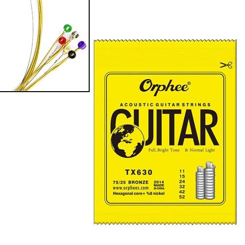 Струни Orphee TX630 для акустичної гітари, набір 6 шт, 11-52", 0.28–1.32 мм, фосфорна бронза Київ - фото 5