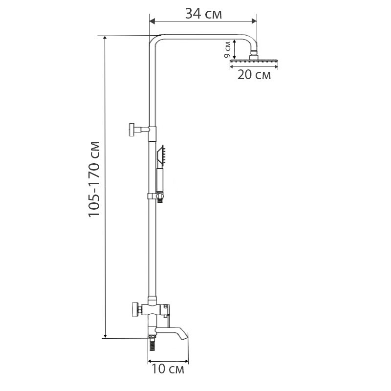 Душова колонна Haiba Hansberg 009-J зі змішувачем та подовжувачем HB0923 Харків - фото 2